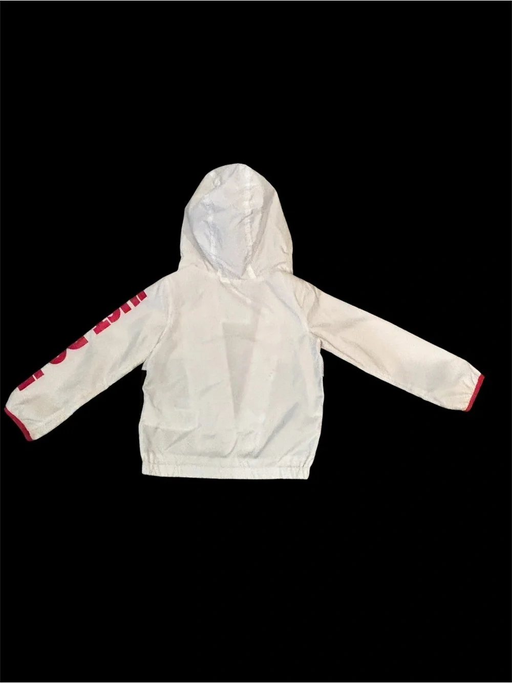 Girls Nike White and Black Hooded Windbreaker with Pink Accents